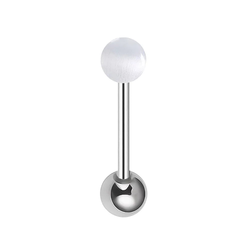 Surgical Steel Tongue Rings for Women Charming Opal Stone Tongue Barbells Piercing Body Jewelry 14g