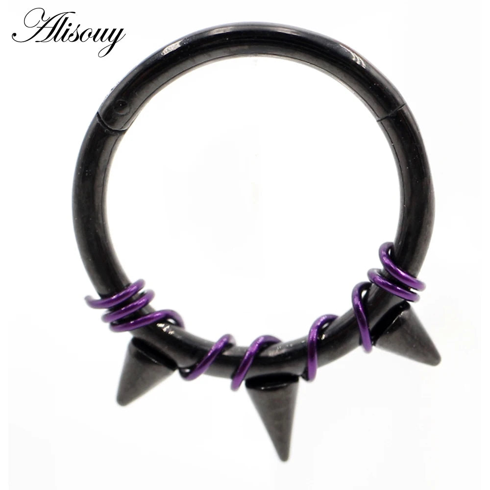 Alisouy 1PC Stainless Steel Twist Wire Hinged Clicker Nose Hoop Rings Ear Cartilage Tragus Daith Septum Body Piercing Jewelry