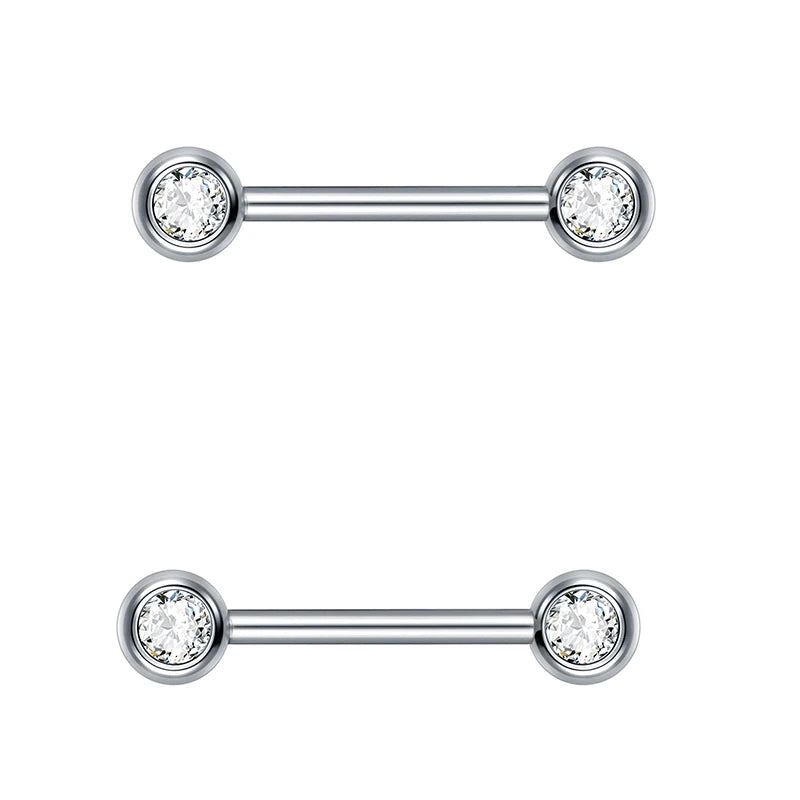1/2Pcs Titanium Nipple Piercing Jewelry CZ Bezel Tongue Nipple Bars Piercing for Breasts Sexy Piercing Mamilo for Women 12-20mm