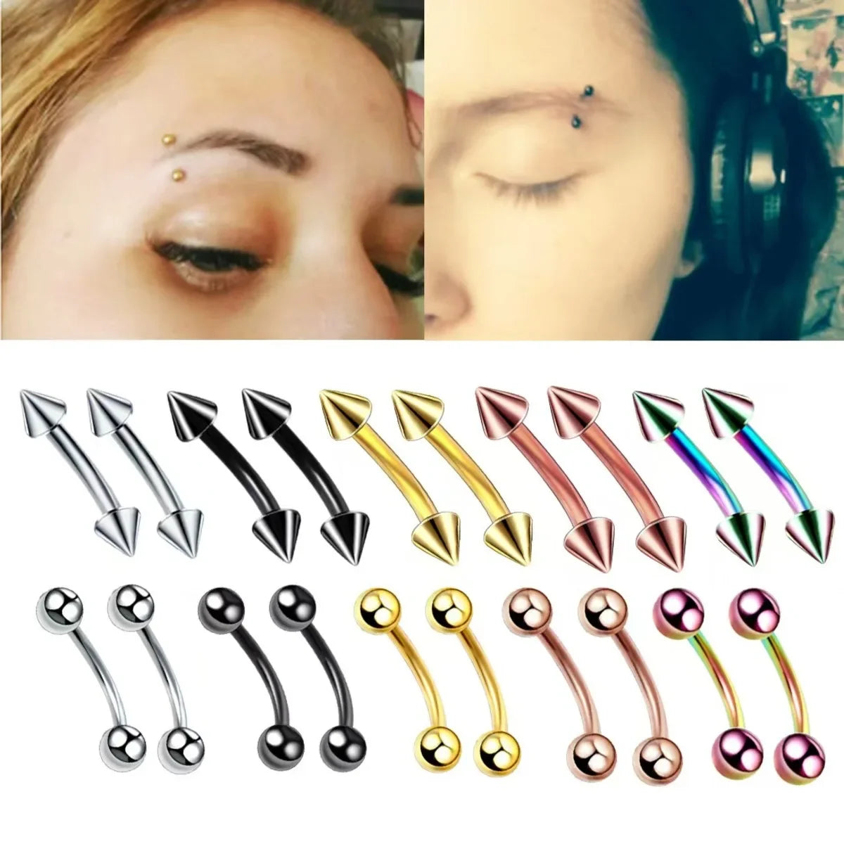 10Pcs Epoxy Curved Barbells Eyebrow Rings Piercing Jewelry Banana Bar Cartilage Tragus Body Piercing Gift