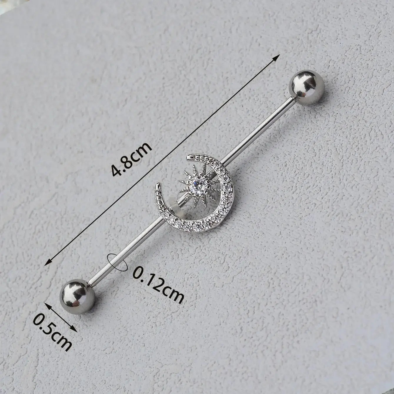 1PC Industrial Piercing Barbells Jewelry Stainless Steel CZ Heart Ball Pearl Cartilage Helix Earring Body Piercing for Women Men