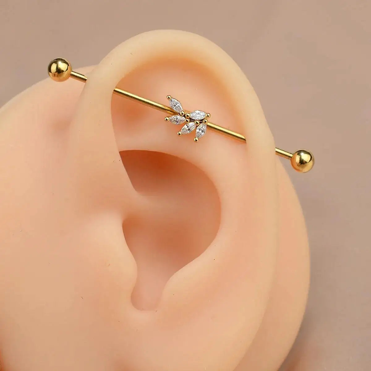 1PC Industrial Piercing Barbells Jewelry Stainless Steel CZ Heart Ball Pearl Cartilage Helix Earring Body Piercing for Women Men