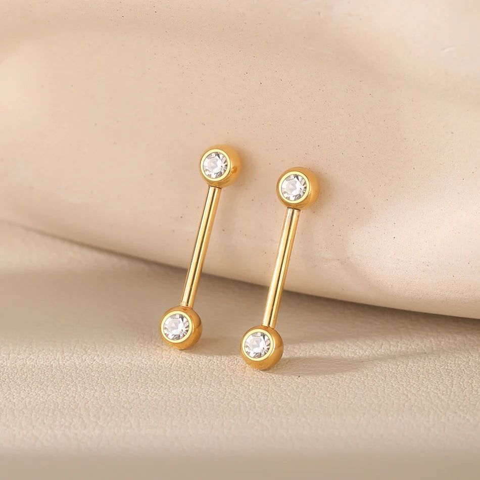 1/2Pcs Titanium Nipple Piercing Jewelry CZ Bezel Tongue Nipple Bars Piercing for Breasts Sexy Piercing Mamilo for Women 12-20mm