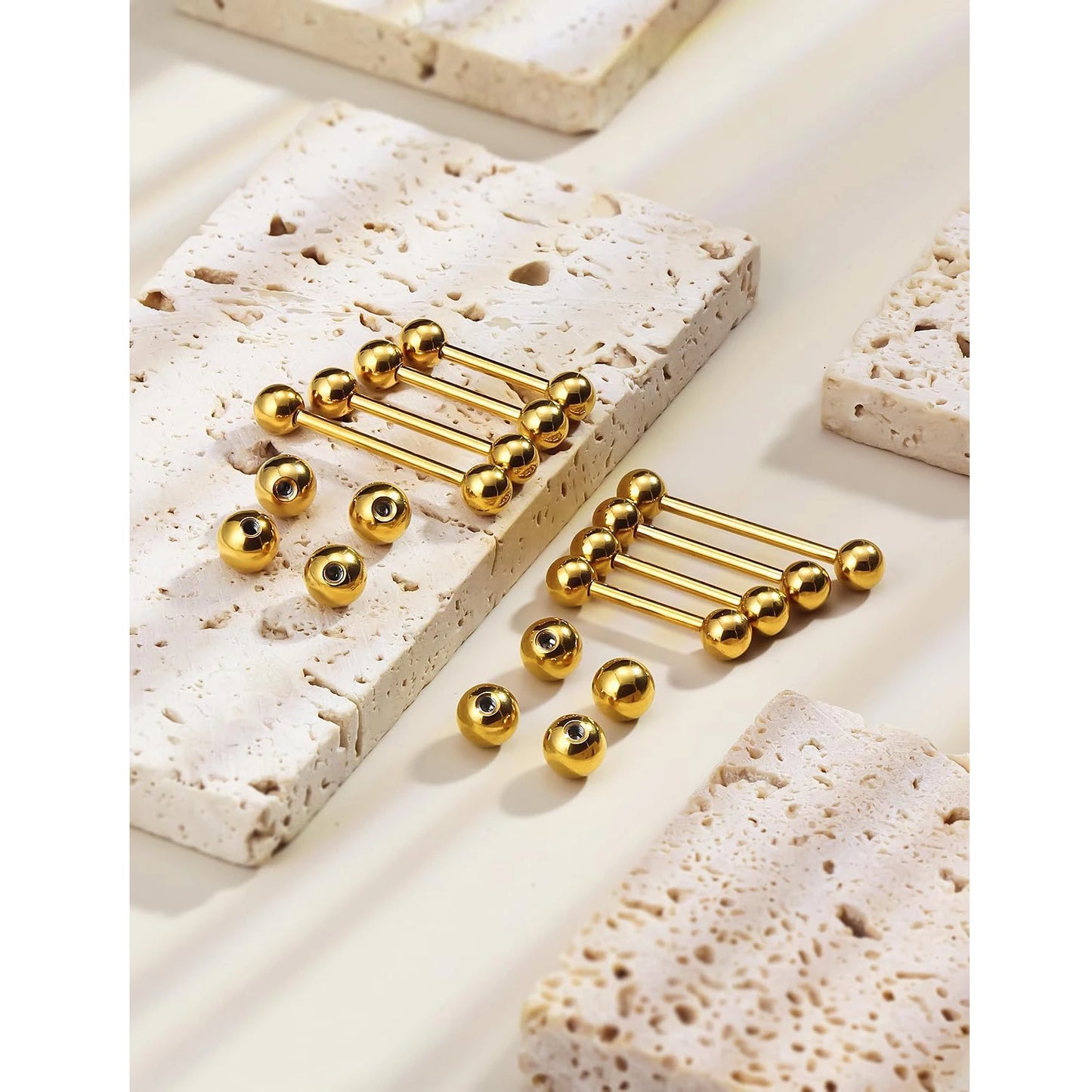 14G 16G Nipple Tongue Rings Stainless Steel Barbells Piercing Jewelry Silvery Black Golden 12mm-18mm Length Ball Size 5MM 6MM