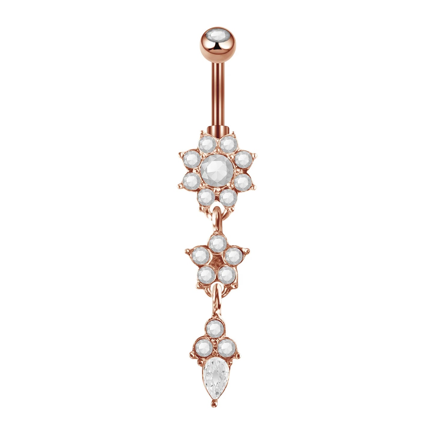 Elegant Stainless Steel Cat-Shaped Belly Ring with Zircon Detailing