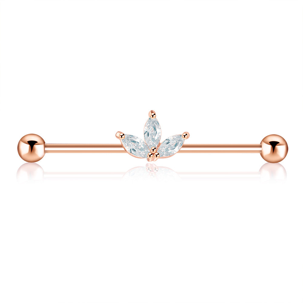 Surgical Steel Zircon Industrial Barbell Piercing Bar Fashion Jewelry 14G Star Moon Industrial Barbell Body Piercing Ear Studs