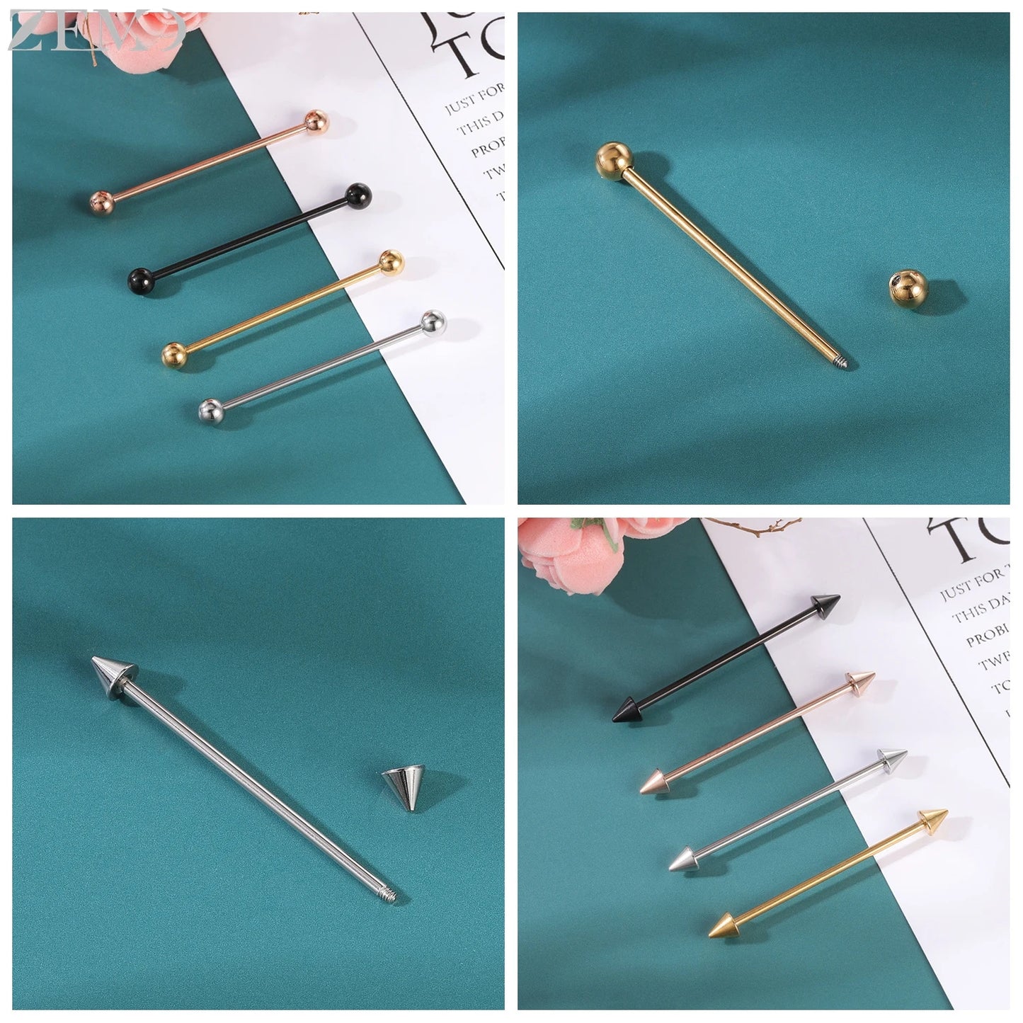 ZEMO 14G Stainless Steel Industrial Barbell Earrings - Versatile and Stylish for All Occasions