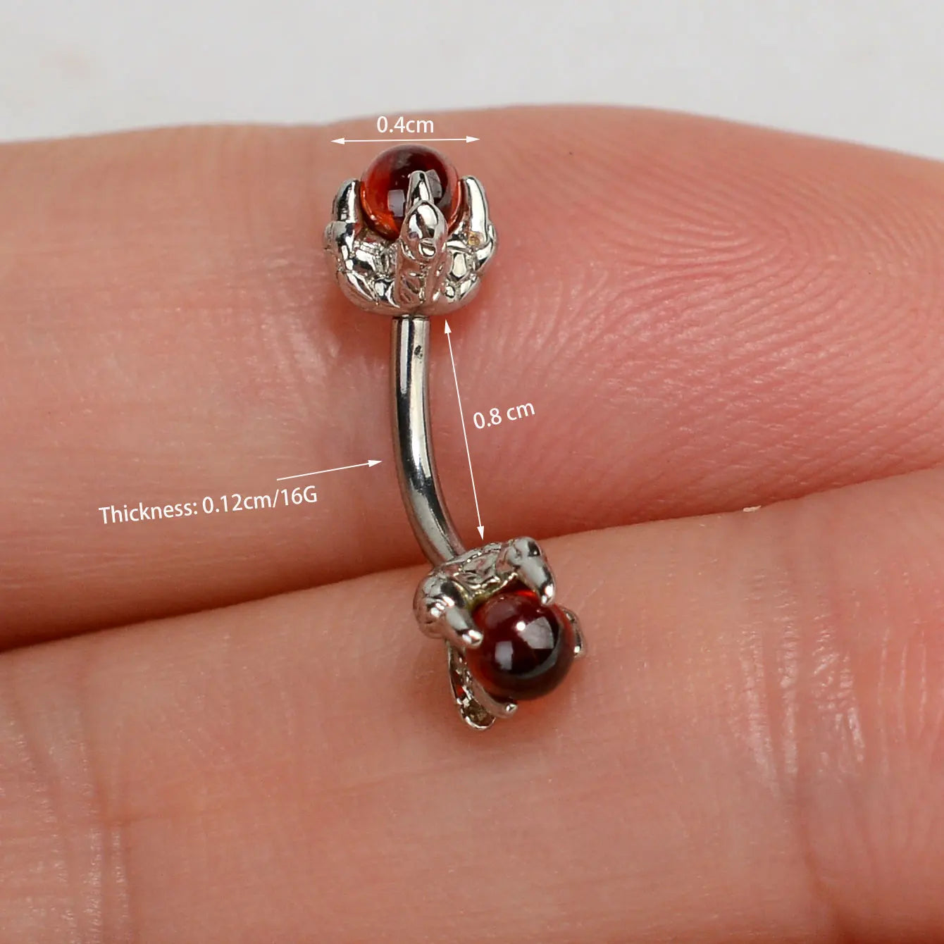 1PC Stainless Steel Curved Barbells Opal Eyebrow Rings Dragon Claw CZ  Eyebrow Studs Ear Cartilage Tragus Body Piercing Jewelry