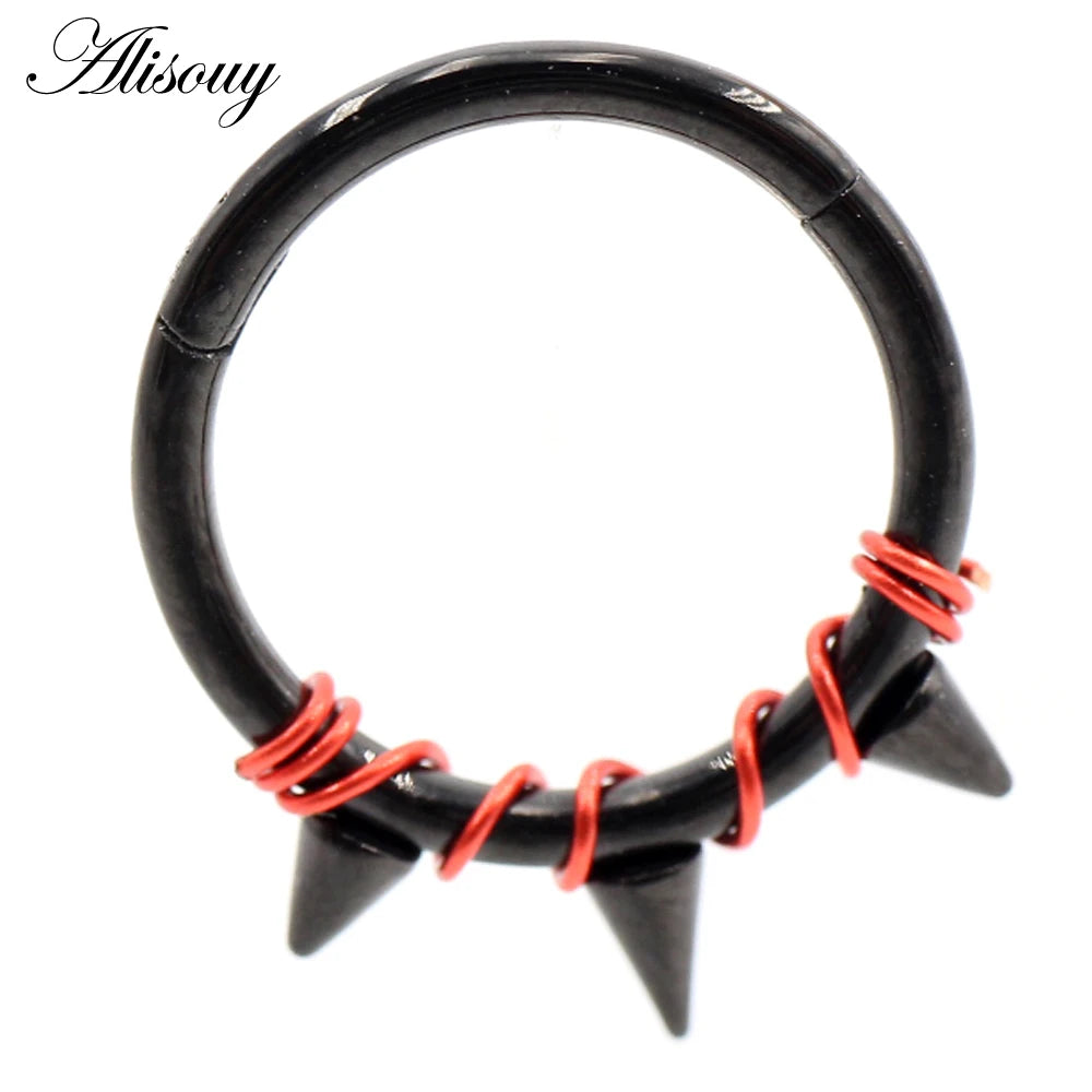 Alisouy 1PC Stainless Steel Twist Wire Hinged Clicker Nose Hoop Rings Ear Cartilage Tragus Daith Septum Body Piercing Jewelry