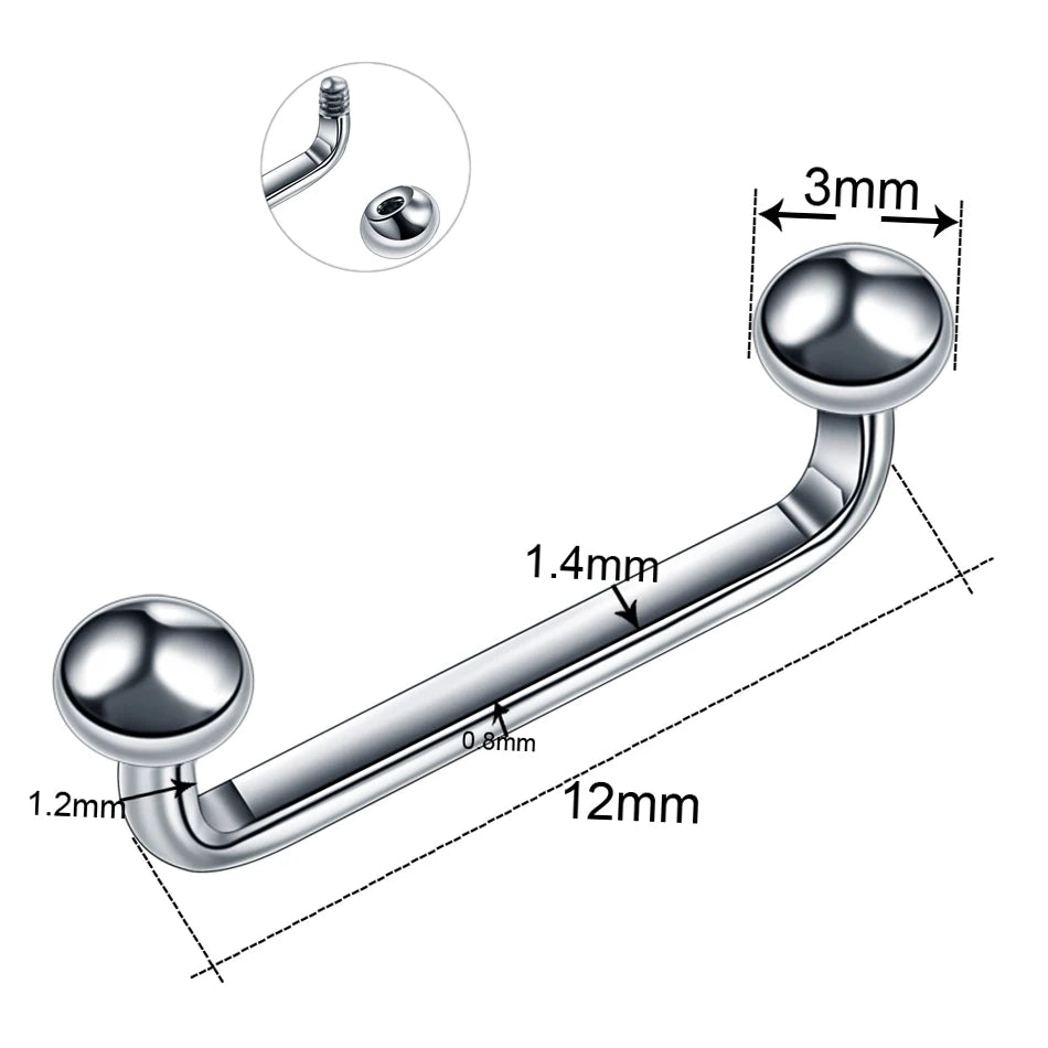 1PC Titanium 16G 14G External&Internal Thread Surface Bar Industrial Barbell CZ Micro Dermal Anchors Ring Piercings Sexy Jewelry