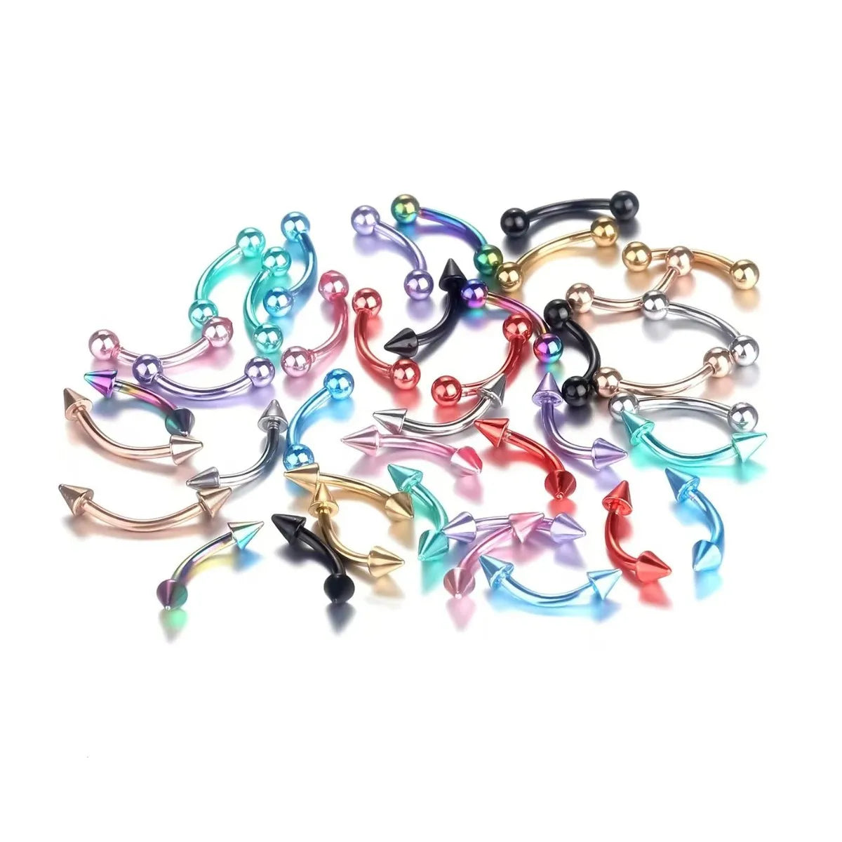 10Pcs Epoxy Curved Barbells Eyebrow Rings Piercing Jewelry Banana Bar Cartilage Tragus Body Piercing Gift