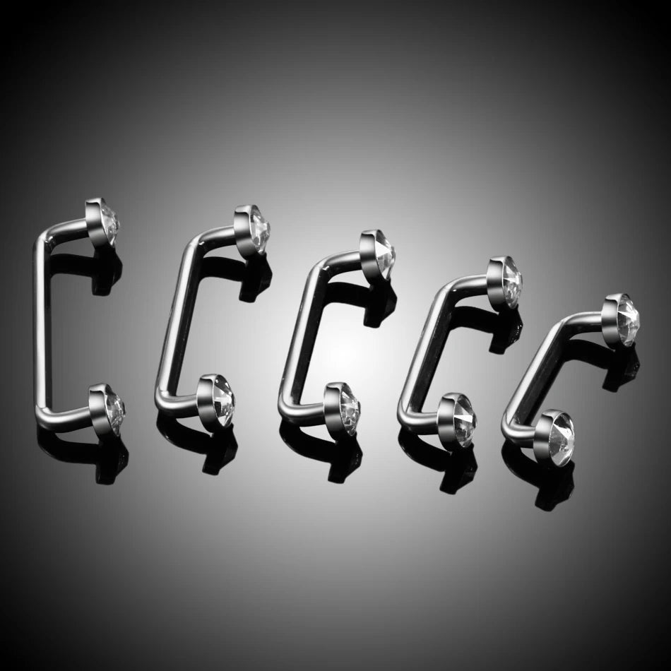 1PC Titanium 16G 14G External&Internal Thread Surface Bar Industrial Barbell CZ Micro Dermal Anchors Ring Piercings Sexy Jewelry