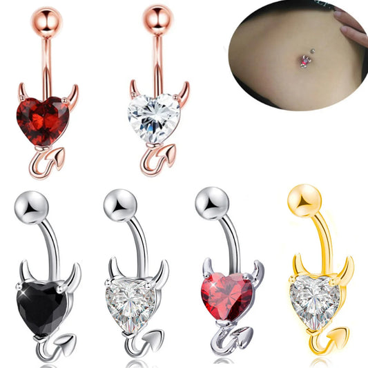 1PC Crystal Belly Button Ring Bat Fox Navel Piercing Heart Devil Belly Ring Snake Belly Button Piercing Ombligo Lot Body Jewelry