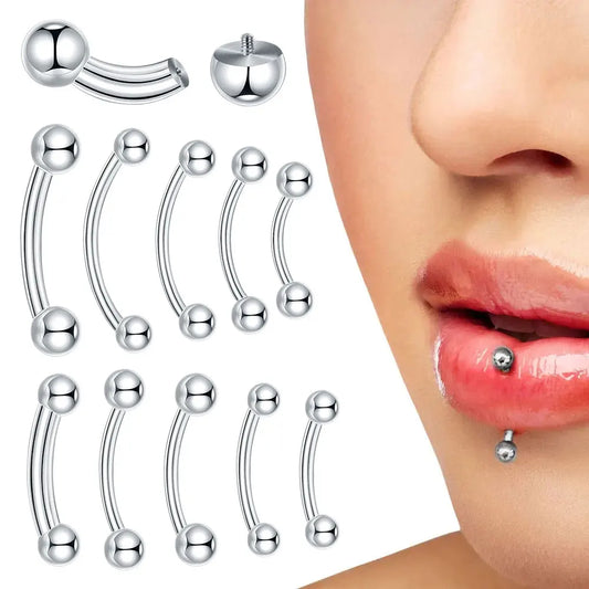 1/5PCS Steel Curved Barbell Banana Large Size 16G-00G Eyebrow Cartilage Tragus Piercing Earring Lip Stud Tongue Jewelry for Men