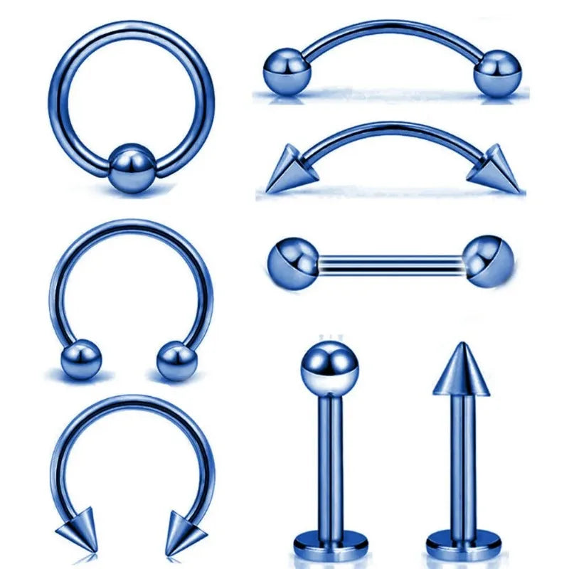 8Pcs Stainless Steel Eyebrow Rings, Lip Ring Nose Hoop Tongue Ring Septum Nose Piercing Jewelry Cartilage Tragus Earrings