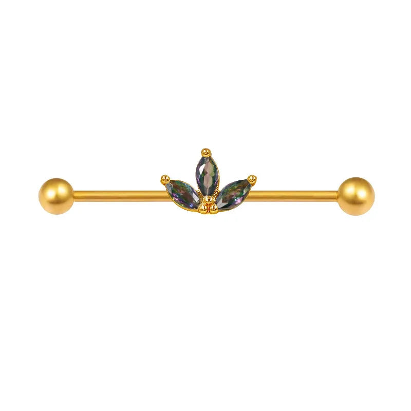 Surgical Steel Zircon Industrial Barbell Piercing Bar Fashion Jewelry 14G Star Moon Industrial Barbell Body Piercing Ear Studs