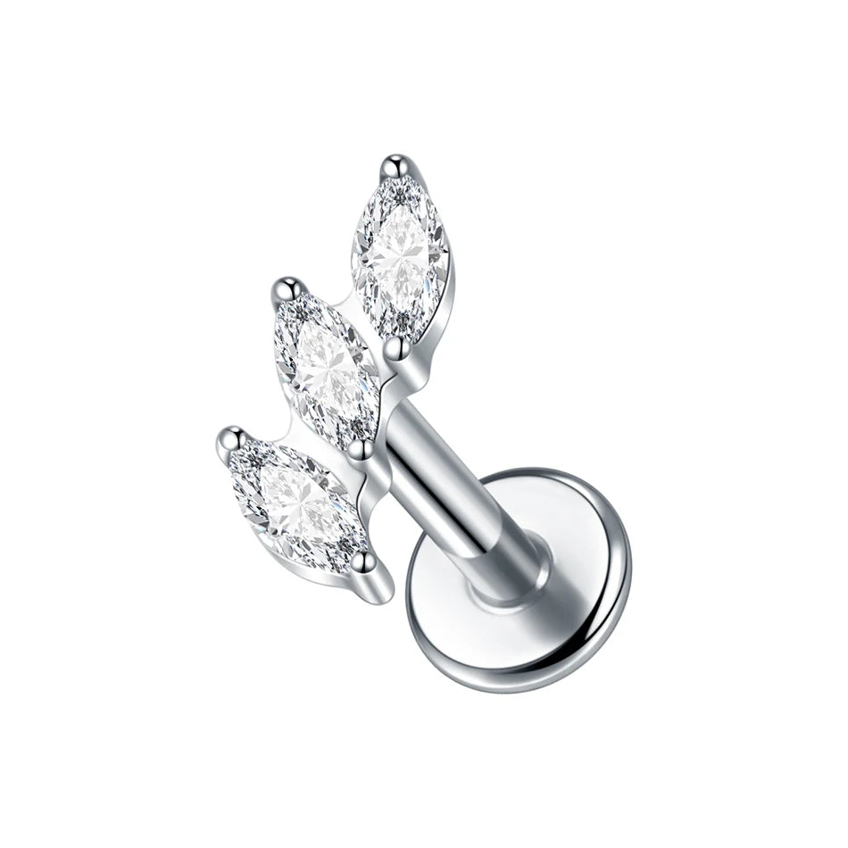 1PC Titanium Ear Cartilage Piercings Flat Back Stud Earring Internal Thread Butterfly Cross CZ Helix Tragus Piercing Jewelry 16G