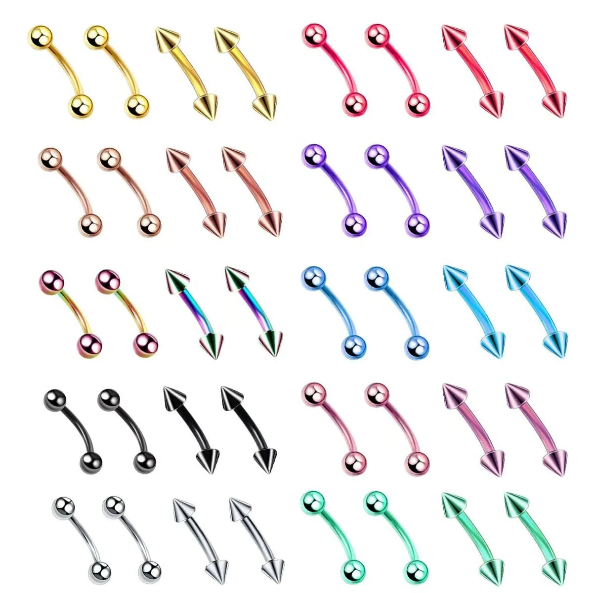 10Pcs Epoxy Curved Barbells Eyebrow Rings Piercing Jewelry Banana Bar Cartilage Tragus Body Piercing Gift