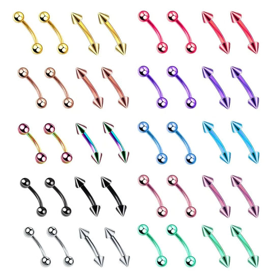 10Pcs Epoxy Curved Barbells Eyebrow Rings Piercing Jewelry Banana Bar Cartilage Tragus Body Piercing Gift