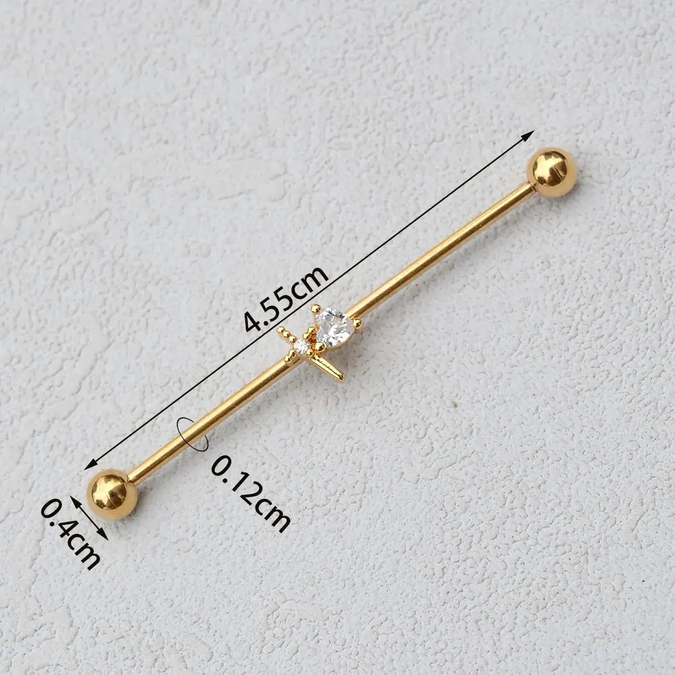 1PC Industrial Piercing Barbells Jewelry Stainless Steel CZ Heart Ball Pearl Cartilage Helix Earring Body Piercing for Women Men