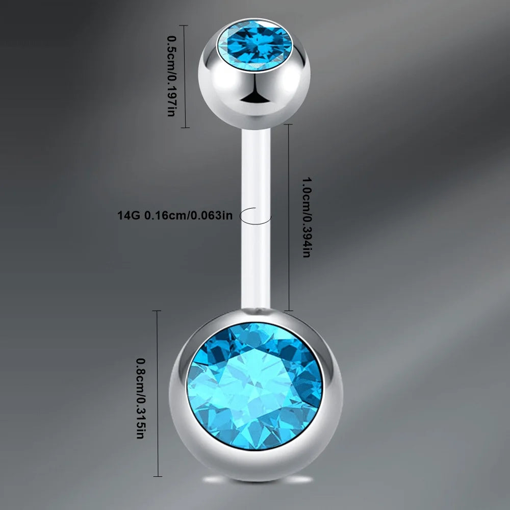 1Pcs Navel Barbell Body Jewelry CZ Belly Button Rings, UV Belly Navel Rings Navel Piercings Jewelry  Belly Barbell Piercing