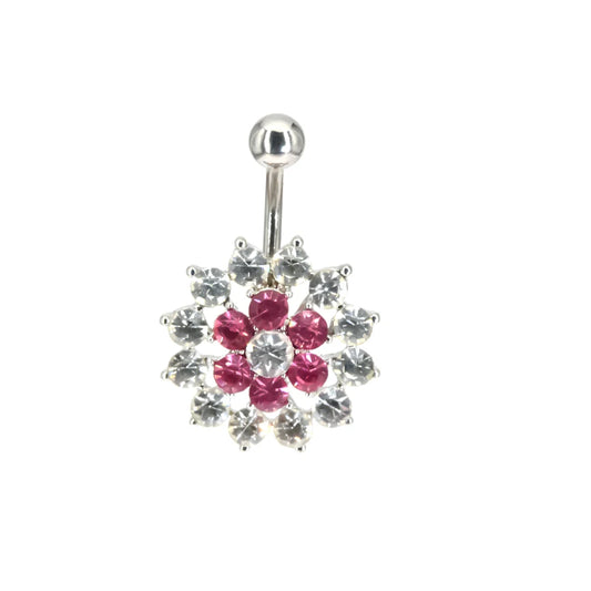 Elegant Crystal Flower Belly Ring - Hypoallergenic Stainless Steel Body Jewelry for Every Occasion