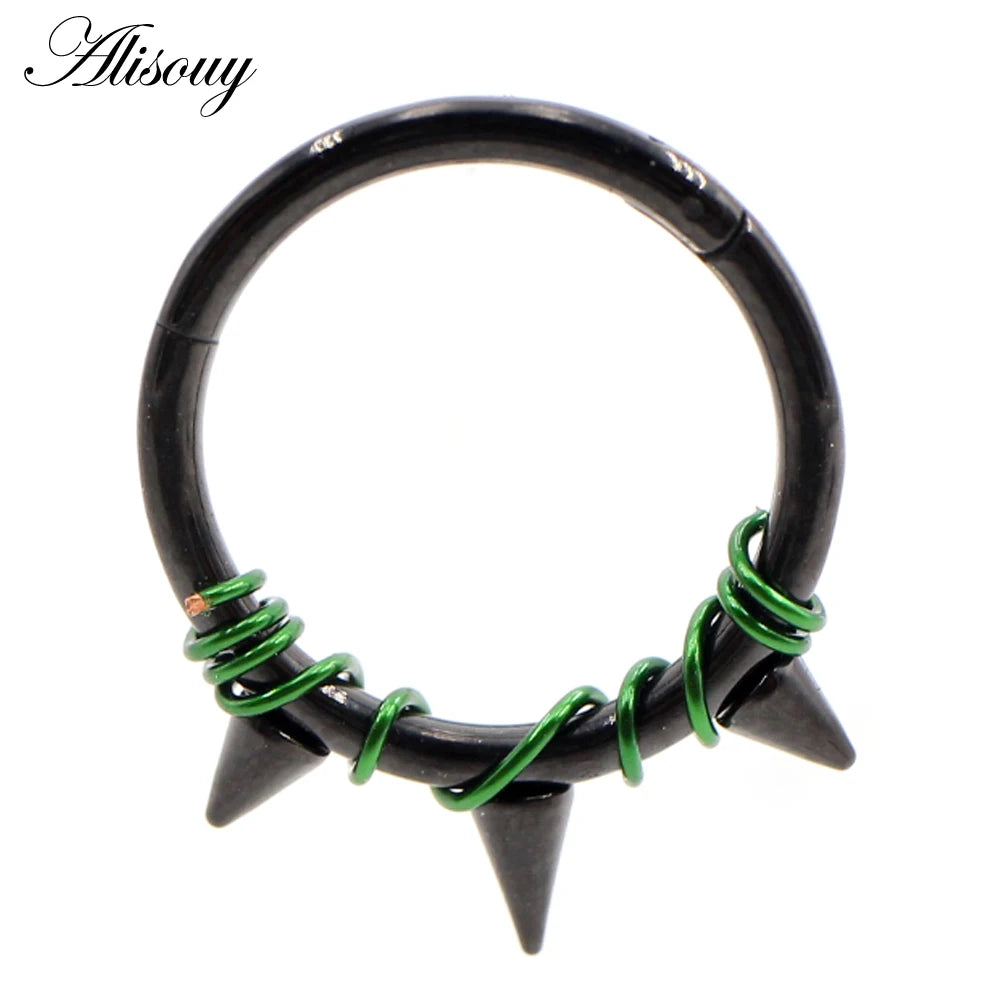 Alisouy 1PC Stainless Steel Twist Wire Hinged Clicker Nose Hoop Rings Ear Cartilage Tragus Daith Septum Body Piercing Jewelry