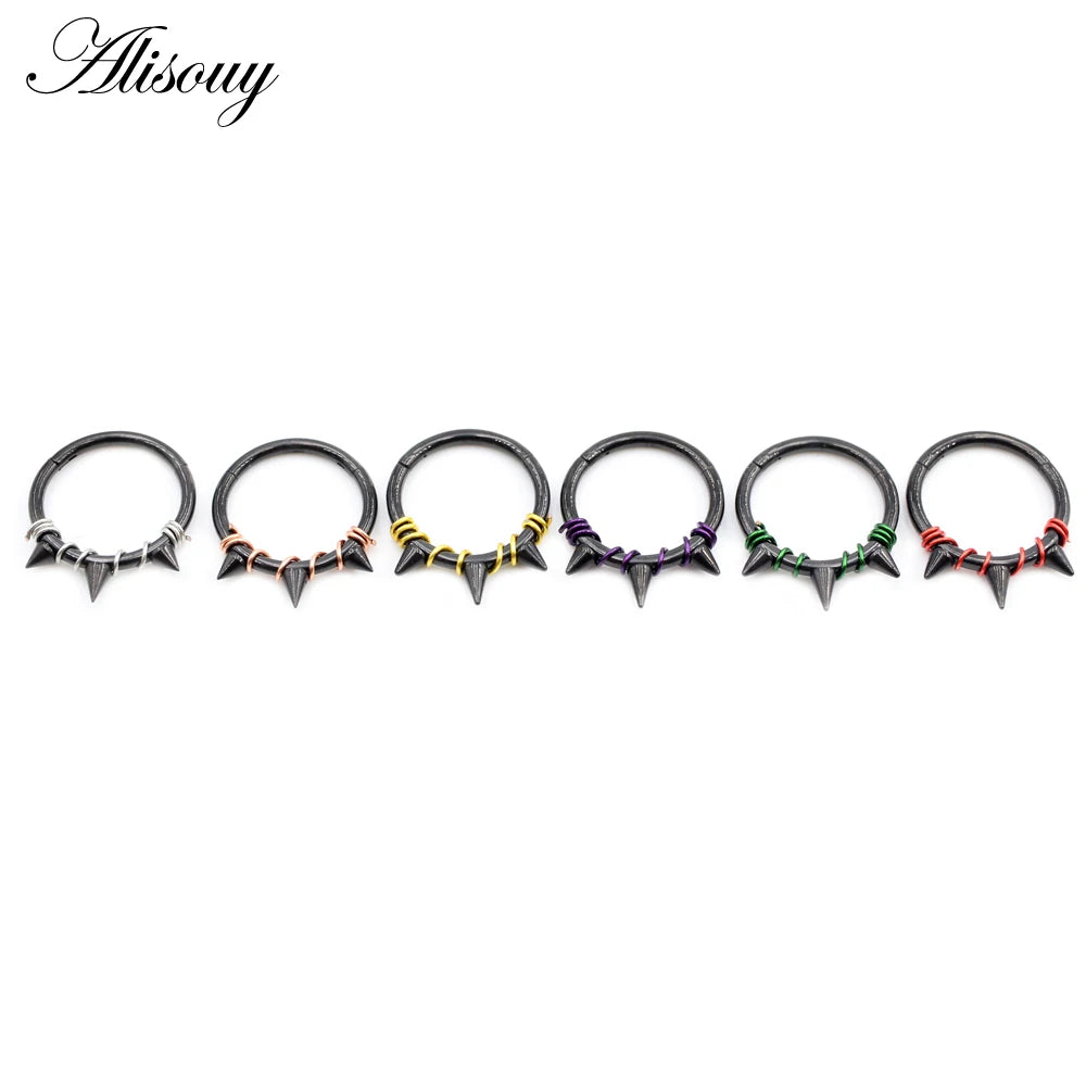 Alisouy 1PC Stainless Steel Twist Wire Hinged Clicker Nose Hoop Rings Ear Cartilage Tragus Daith Septum Body Piercing Jewelry