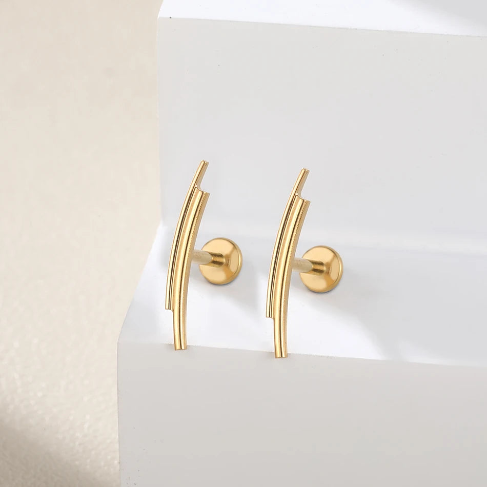 1PC Titanium Ear Cartilage Piercings Flat Back Stud Earring Internal Thread Butterfly Cross CZ Helix Tragus Piercing Jewelry 16G
