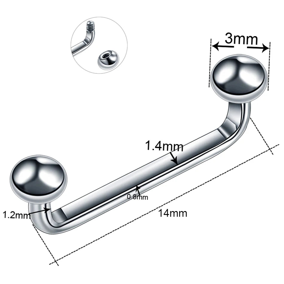1PC Titanium 16G 14G External&Internal Thread Surface Bar Industrial Barbell CZ Micro Dermal Anchors Ring Piercings Sexy Jewelry