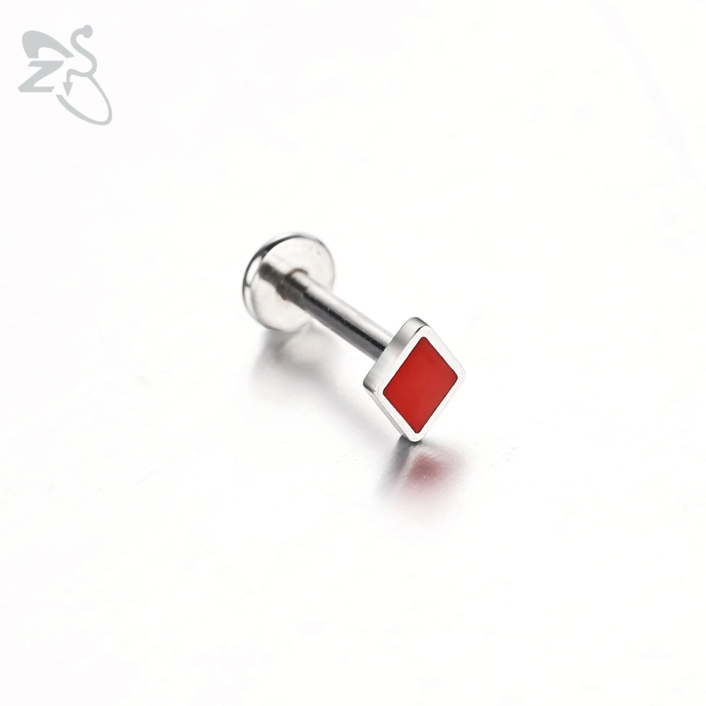 ZS 1 Piece 16G Stainless Steel Labret Lip Piercing Spade Heart Diamond Club Shape Ear Cartilage Tragus Helix Piercings 6MM/8MM