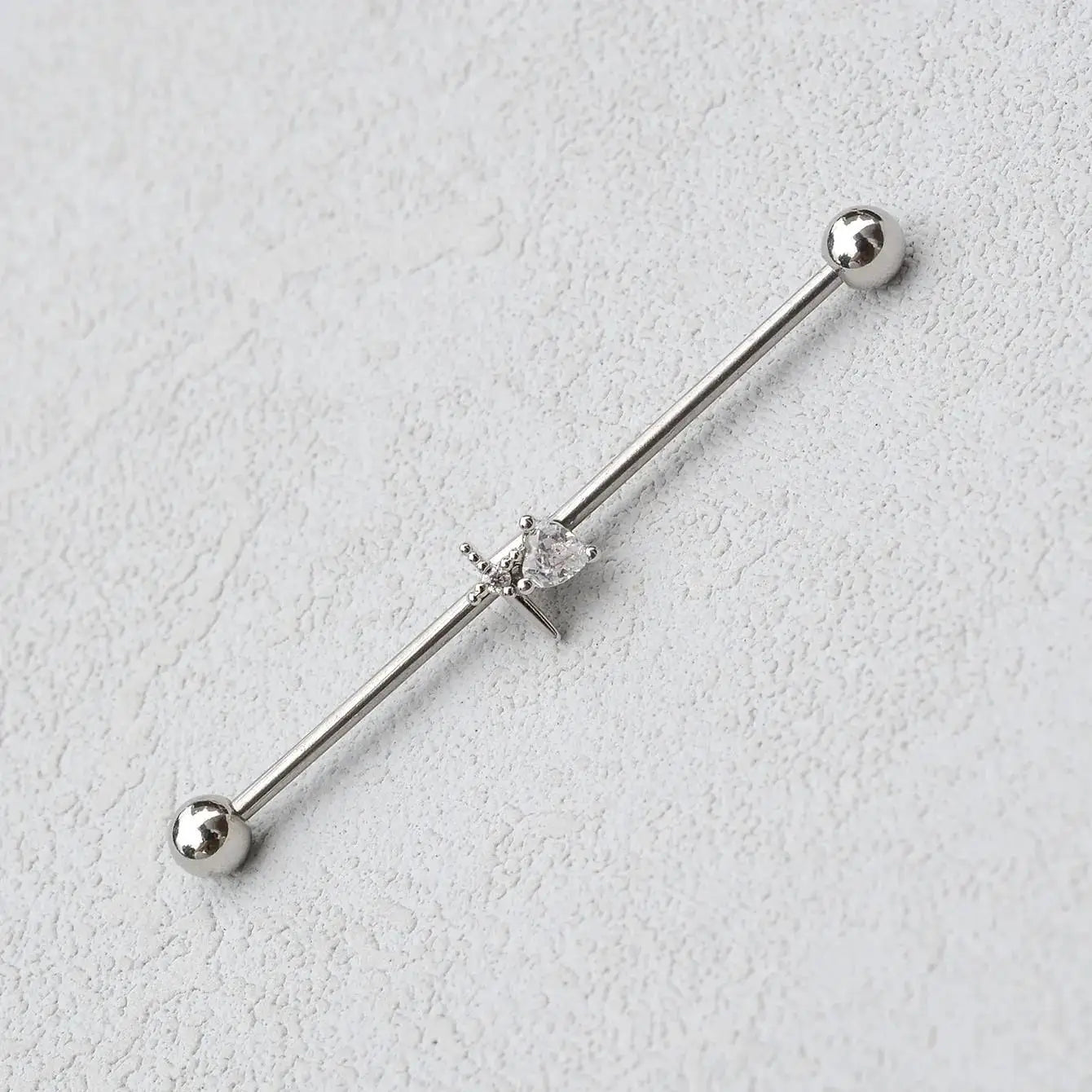 1PC Industrial Piercing Barbells Jewelry Stainless Steel CZ Heart Ball Pearl Cartilage Helix Earring Body Piercing for Women Men