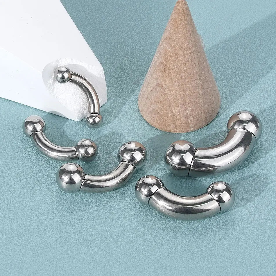 1/5PCS Steel Curved Barbell Banana Large Size 16G-00G Eyebrow Cartilage Tragus Piercing Earring Lip Stud Tongue Jewelry for Men