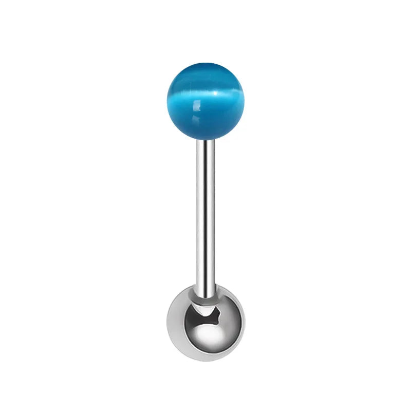 Surgical Steel Tongue Rings for Women Charming Opal Stone Tongue Barbells Piercing Body Jewelry 14g