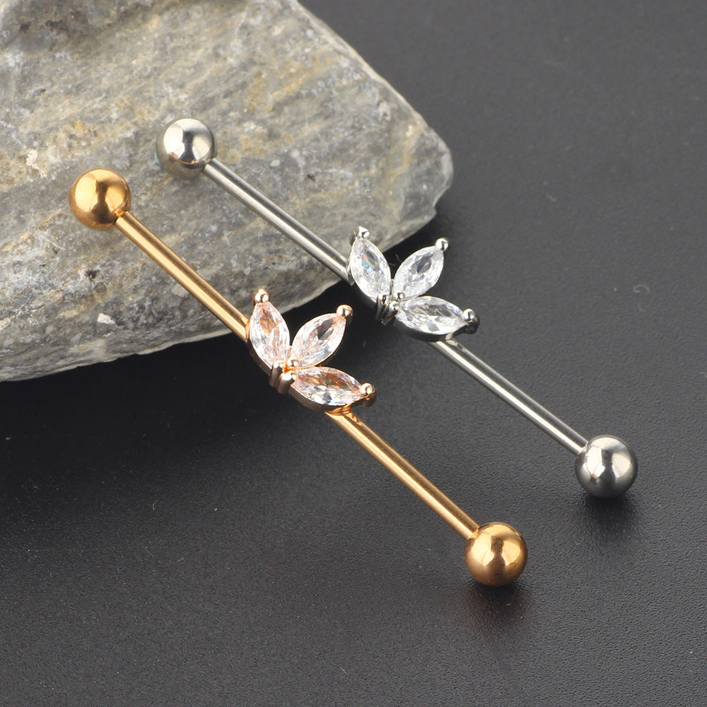 Surgical Steel Zircon Industrial Barbell Piercing Bar Fashion Jewelry 14G Star Moon Industrial Barbell Body Piercing Ear Studs