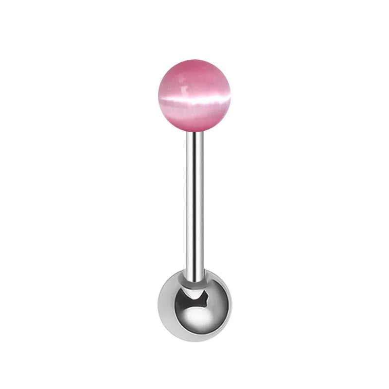 Surgical Steel Tongue Rings for Women Charming Opal Stone Tongue Barbells Piercing Body Jewelry 14g