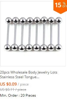 10Pcs Tongue Nipple Rings Ear Plug Rings Bars Barbell Punk Style Body Piercing Jewelry
