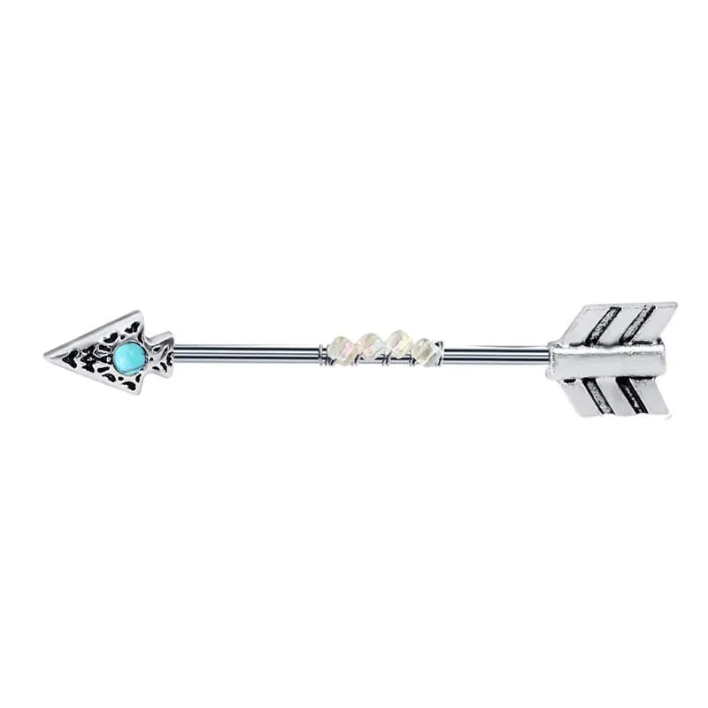 Surgical Steel Zircon Industrial Barbell Piercing Bar Fashion Jewelry 14G Star Moon Industrial Barbell Body Piercing Ear Studs