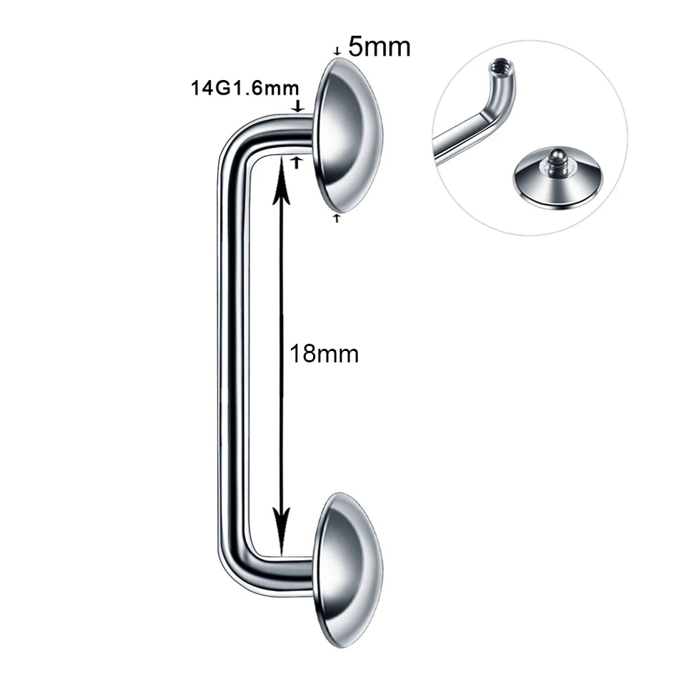 1PC Titanium 16G 14G External&Internal Thread Surface Bar Industrial Barbell CZ Micro Dermal Anchors Ring Piercings Sexy Jewelry