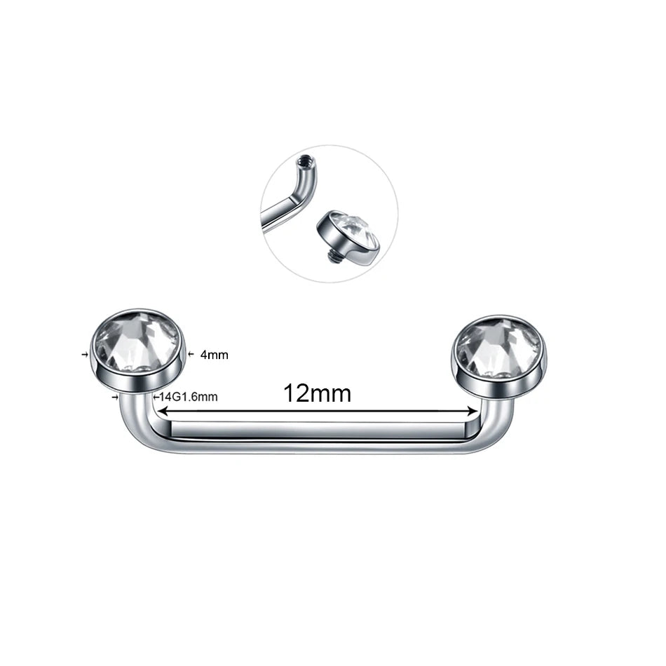 1PC Titanium 16G 14G External&Internal Thread Surface Bar Industrial Barbell CZ Micro Dermal Anchors Ring Piercings Sexy Jewelry