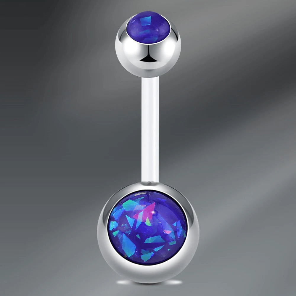 1Pcs Navel Barbell Body Jewelry CZ Belly Button Rings, UV Belly Navel Rings Navel Piercings Jewelry  Belly Barbell Piercing