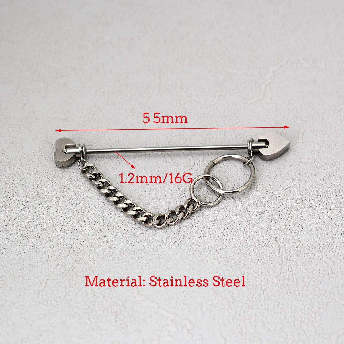1PC Surgical Steel Industrial Piercing Jewelry With Chain Tassel Bridge Piercing Barbell Earrings Scaffold Bar for Women Men 16G