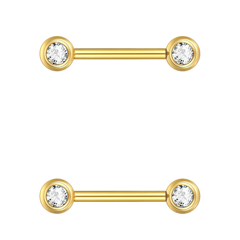 1/2Pcs Titanium Nipple Piercing Jewelry CZ Bezel Tongue Nipple Bars Piercing for Breasts Sexy Piercing Mamilo for Women 12-20mm