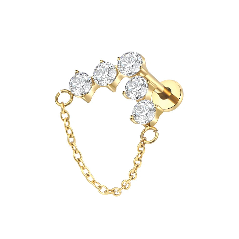 1PC Titanium Ear Cartilage Piercings Flat Back Stud Earring Internal Thread Butterfly Cross CZ Helix Tragus Piercing Jewelry 16G