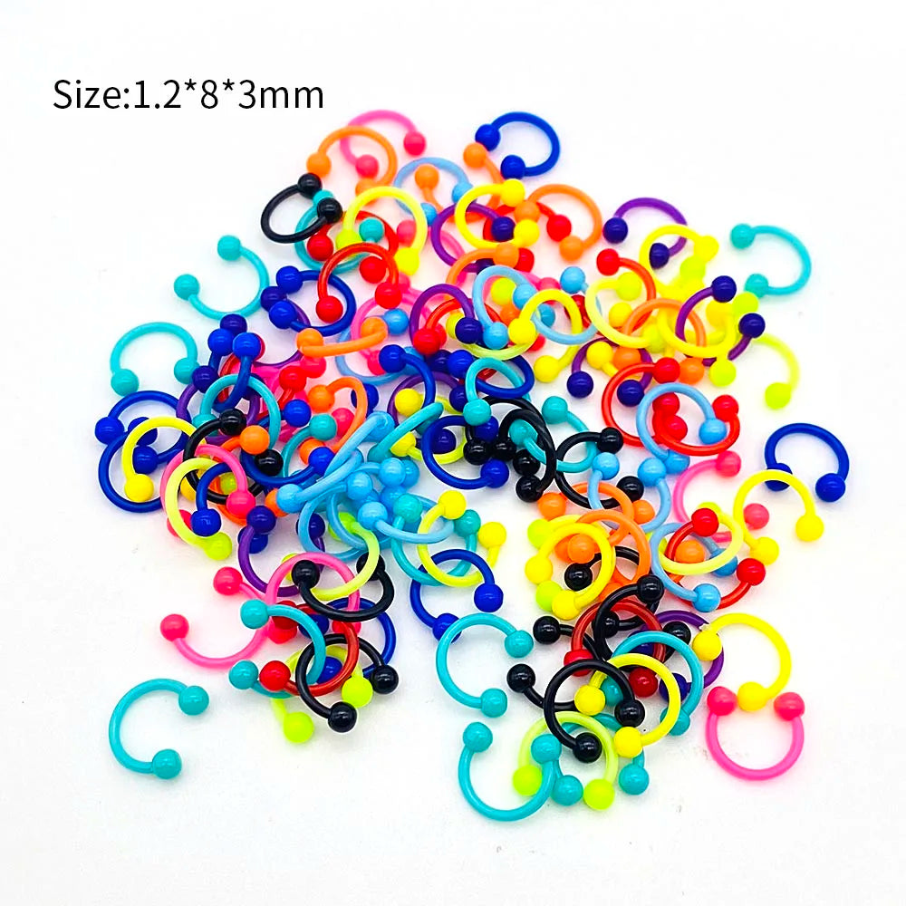 Versatile Acrylic Body Piercing Set - Transparent Barbell Rings for Lips, Ears, Nose, and More
