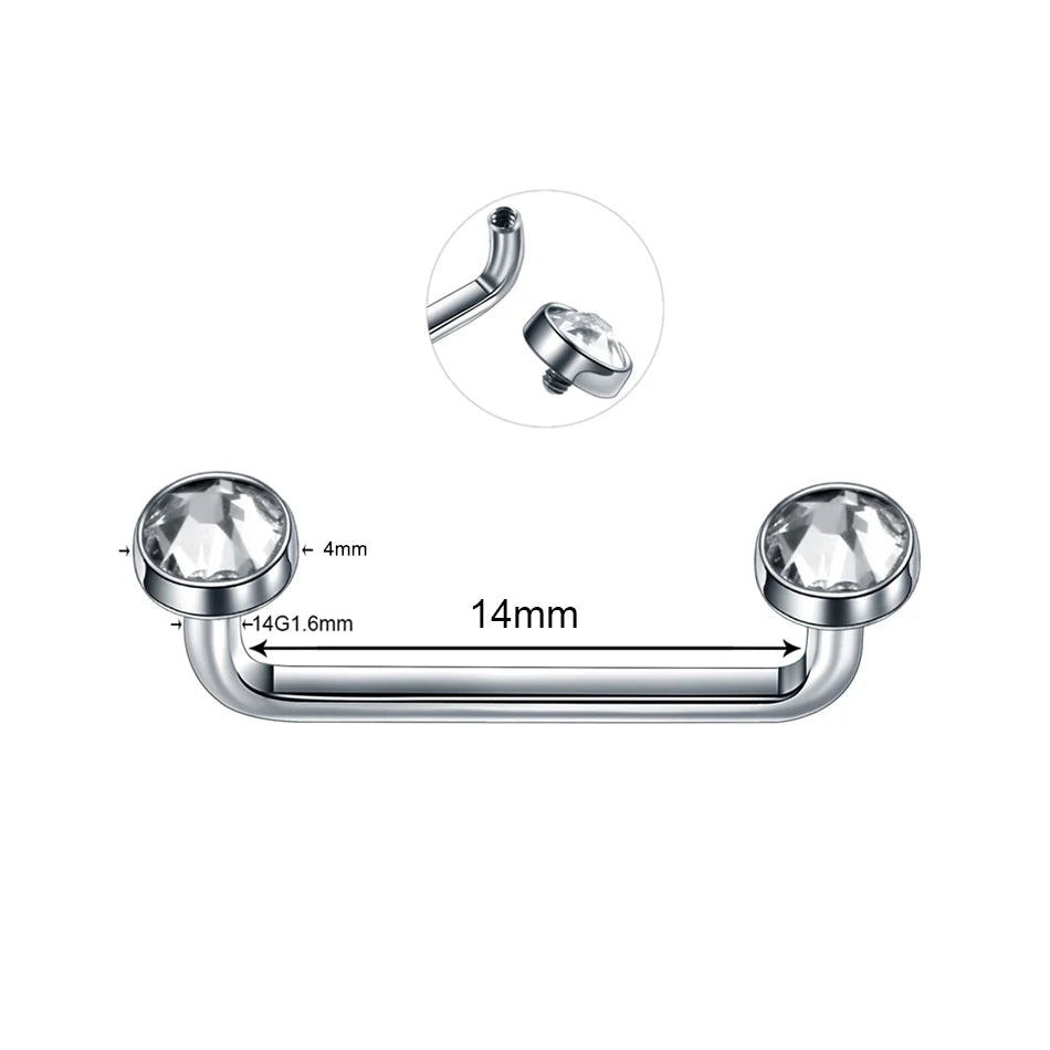 1PC Titanium 16G 14G External&Internal Thread Surface Bar Industrial Barbell CZ Micro Dermal Anchors Ring Piercings Sexy Jewelry
