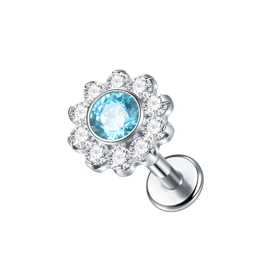 1PC Titanium Ear Cartilage Piercings Flat Back Stud Earring Internal Thread Butterfly Cross CZ Helix Tragus Piercing Jewelry 16G
