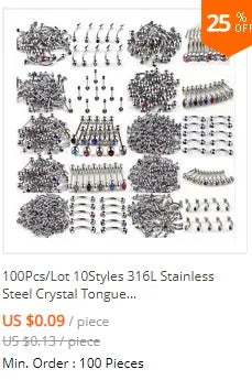 10Pcs Tongue Nipple Rings Ear Plug Rings Bars Barbell Punk Style Body Piercing Jewelry