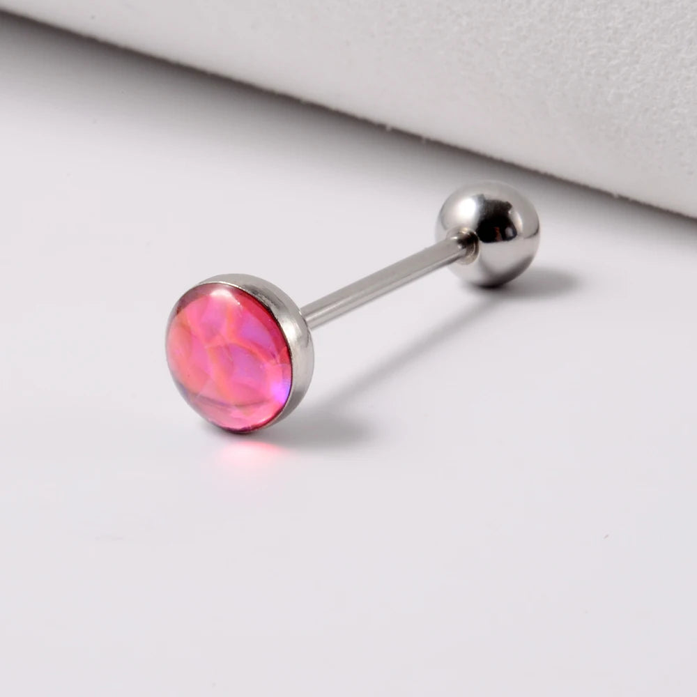 1PC 14G Tongue Rings Surgical Steel Tongue Piercing Jewelry for Women Men Fish Scales Ball Tongue Ring Barbell Piercing