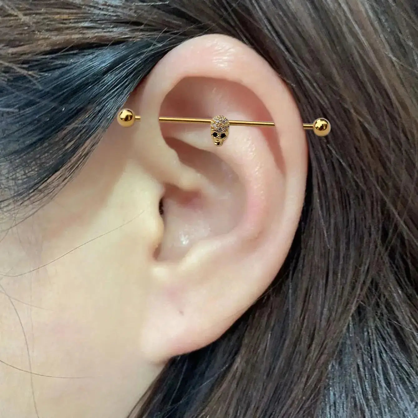 1PC Industrial Piercing Barbells Jewelry Stainless Steel CZ Heart Ball Pearl Cartilage Helix Earring Body Piercing for Women Men